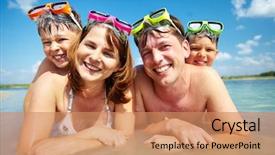  Presentation with family photo - Theme enhanced with photo of happy family looking background and a coral colored foreground