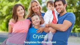  Presentation with family photo - Colorful presentation enhanced with photo of happy family looking backdrop and a ocean colored foreground