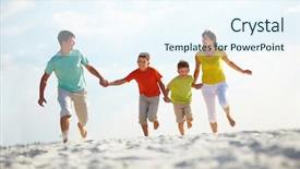  Presentation with family photo - Audience pleasing slide deck consisting of photo of happy family running backdrop and a sky blue colored foreground