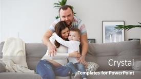  Presentation with family photo - Audience pleasing presentation consisting of photo of happy family with son on gray sofa backdrop and a gray colored foreground