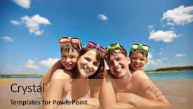  Presentation with divers - Beautiful slide deck featuring photo of happy family backdrop and a coral colored foreground