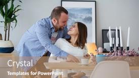  Presentation with married couple - PPT layouts featuring photo of happy hugging married couple background and a coral colored foreground