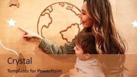  Presentation with dental mother and child - Amazing slides having photo of happy little child backdrop and a coral colored foreground