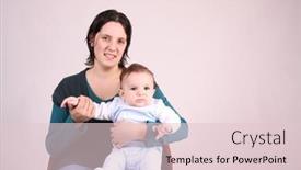  Presentation with happy baby - Presentation with photo-of-happy-mother background and a lemonade colored foreground