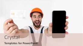  Presentation with photo display - Beautiful PPT theme featuring photo-of-happy-surprised-young backdrop and a lemonade colored foreground