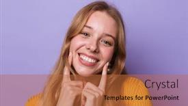  Presentation with photo - Colorful slide deck enhanced with photo-of-happy-young-woman backdrop and a red colored foreground