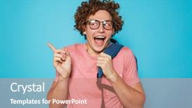  Presentation with geek - Beautiful slide set featuring photo of hipster geek man backdrop and a coral colored foreground