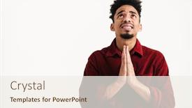  Presentation with hopeful - Audience pleasing presentation theme consisting of photo-of-hopeful-nervous-african backdrop and a sky blue colored foreground