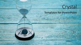  Presentation with blue aged wood sign - Colorful presentation theme enhanced with photo of hourglass with blue backdrop and a light blue colored foreground
