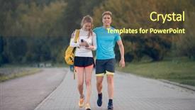  Presentation with employment law men women - Beautiful slides featuring photo of hugging sports women backdrop and a tawny brown colored foreground