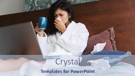  Presentation with sneezing - PPT theme consisting of photo-of-ill-woman-wearing background and a lemonade colored foreground