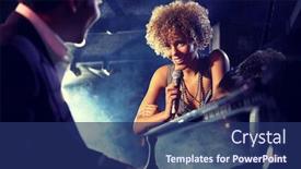  Presentation with jazz - Presentation theme having photo-of-jazz-singer background and a navy blue colored foreground