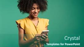  Presentation with joyful - Audience pleasing presentation theme consisting of photo-of-joyful-african-american backdrop and a ocean colored foreground