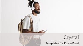  Presentation with joyful - Cool new slide set with photo-of-joyful-african-american backdrop and a light gray colored foreground