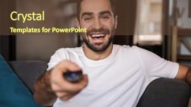  Presentation with bachelor - Beautiful PPT theme featuring photo of joyful bachelor 30s backdrop and a tawny brown colored foreground