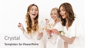  Presentation with bride - Presentation design enhanced with photo-of-joyful-beautiful-bride background and a sky blue colored foreground