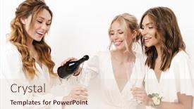  Presentation with bride - Beautiful slide deck featuring photo-of-joyful-beautiful-bride backdrop and a lemonade colored foreground