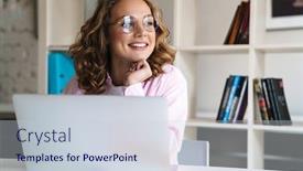  Presentation with photo album of journey honeymoon - Slide deck with photo-of-joyful-blonde-woman background and a lemonade colored foreground