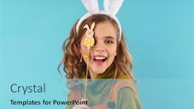  Presentation with joyful - Amazing presentation theme having photo-of-joyful-curly-girl backdrop and a arctic colored foreground