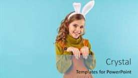  Presentation with acting - Beautiful PPT theme featuring photo-of-joyful-curly-girl backdrop and a light blue colored foreground