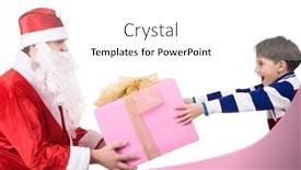  Presentation with children child kid joy faith - Presentation theme having photo of joyful kid taking big present from santa's hands over white background background and a white colored foreground