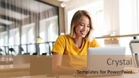  Presentation with joyful - Amazing PPT layouts having photo-of-joyful-nice-woman backdrop and a coral colored foreground