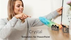  Presentation with living room - Colorful PPT layouts enhanced with photo-of-joyful-young-beautiful backdrop and a mint green colored foreground