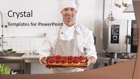  Presentation with white plate - Audience pleasing slide set consisting of chiefs - photo of joyous male chief backdrop and a  colored foreground