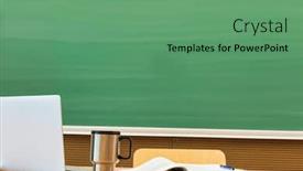  Presentation with corona - Slide set with photo-of-laptop-on-professor background and a seafoam green colored foreground