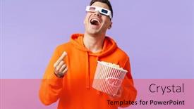  Presentation with photo - Slide set with photo-of-laughing-happy-young background and a red colored foreground