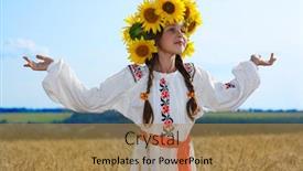  Presentation with national - Amazing presentation having photo of little beautiful girl is in vintag national clothes backdrop and a coral colored foreground