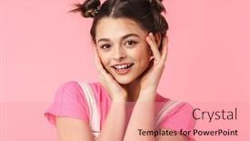  Presentation with nose - Audience pleasing presentation design consisting of photo-of-lovely-charming-girl backdrop and a coral colored foreground