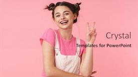  Presentation with nose - PPT theme with photo-of-lovely-charming-girl background and a coral colored foreground