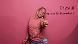  Presentation with color pink - Slide deck having photo-of-lovely-young-afro and a coral colored foreground