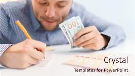  Presentation with lottery ticket - Cool new PPT theme with photo of male filling backdrop and a lemonade colored foreground