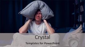  Presentation with photo - Slide deck having photo of man with insomnia background and a light gray colored foreground