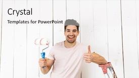  Presentation with masculine - PPT layouts with photo of masculine man 20s background and a white colored foreground