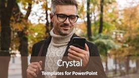  Presentation with masculine - Slide deck with photo of masculine man 30s background and a tawny brown colored foreground