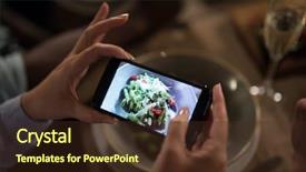 Presentation with photo - PPT theme enhanced with photo of meal with mobile background and a tawny brown colored foreground