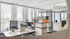  Presentation with board meeting room chairs - PPT layouts featuring photo-of-modern-office-meeting background and a light gray colored foreground