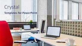  Presentation with office room - Amazing PPT layouts having photo-of-modern-office-meeting backdrop and a sky blue colored foreground
