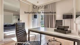  Presentation with office room - Presentation theme consisting of photo-of-modern-office-room background and a mint green colored foreground