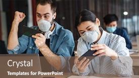  Presentation with medical video - Slides with photo-of-multinational-excited-students background and a violet colored foreground