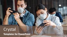  Presentation with medical video - PPT theme having photo-of-multinational-excited-students background and a violet colored foreground