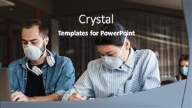  Presentation with medical students - Theme featuring photo-of-multinational-focused-students background and a wine colored foreground