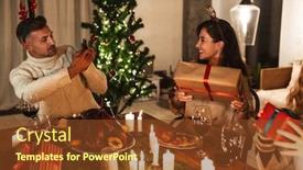  Presentation with christmas dinner - Theme having photo-of-nice-delighted-people background and a tawny brown colored foreground