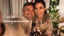  Presentation with photo - Audience pleasing slide set consisting of photo-of-nice-excited-couple backdrop and a tawny brown colored foreground