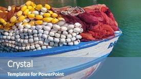  Presentation with fishing gear - Presentation having photo of old colorful fishing background and a  colored foreground