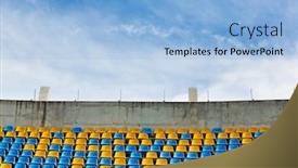  Presentation with olympic - Cool new PPT theme with photo-of-olympic-stadium-seats backdrop and a light blue colored foreground