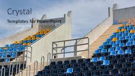  Presentation with olympic - Cool new slide deck with photo-of-olympic-stadium-seats backdrop and a light blue colored foreground